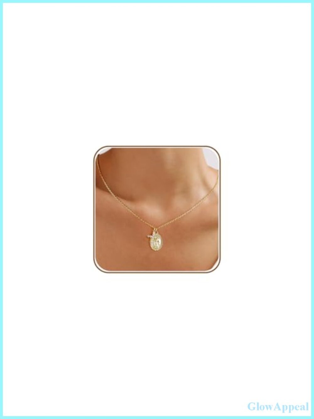 Gold Cross Necklace Women Stainless Steel Crucifix Pendant Virgin Mary